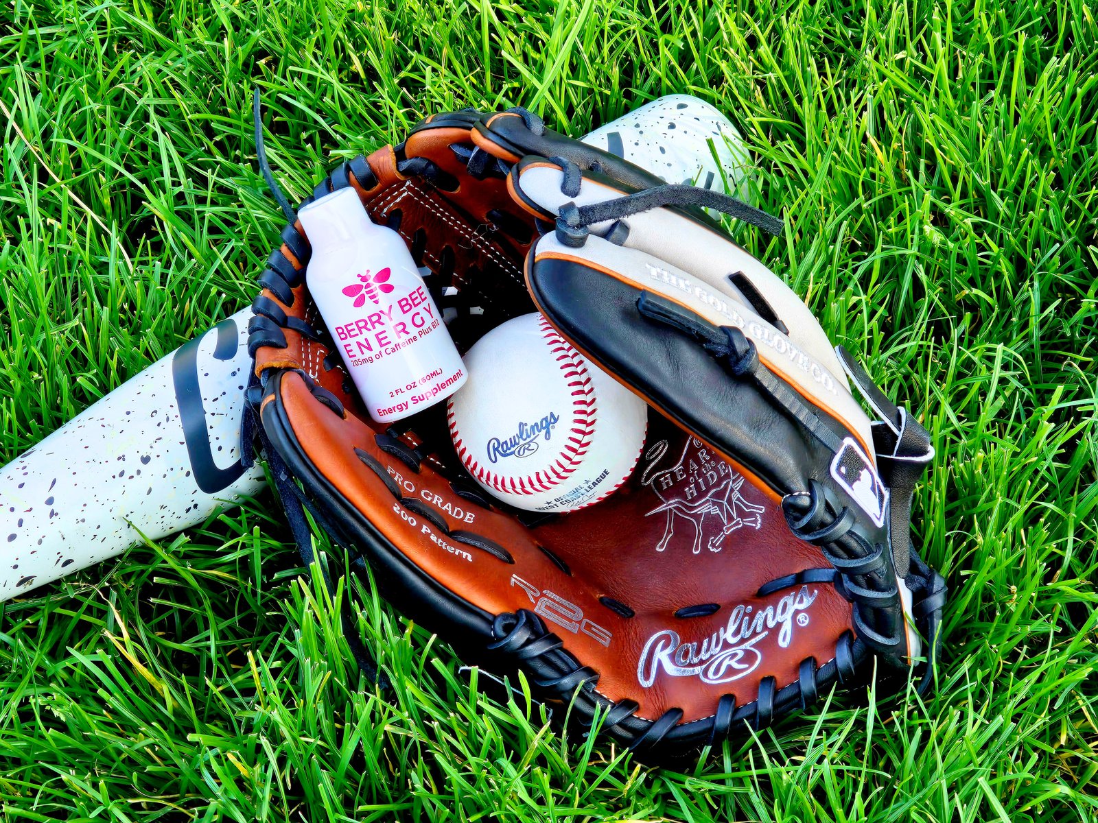 Berry Bee Energy with baseball gear
