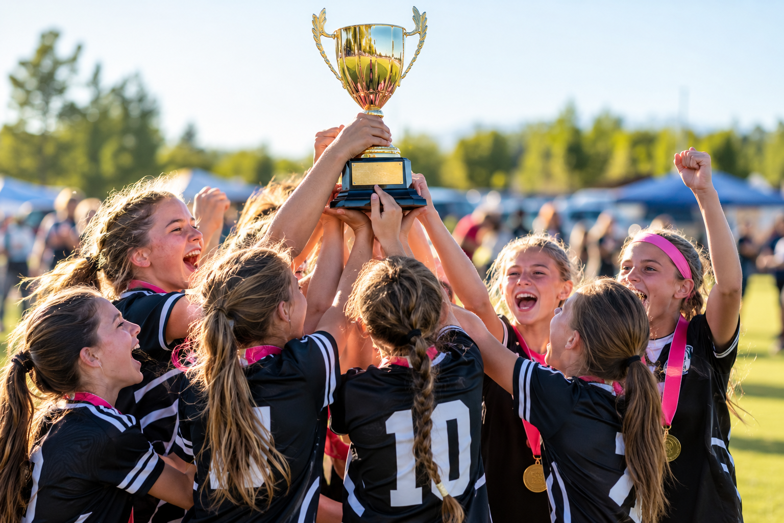 A team celebrating a win